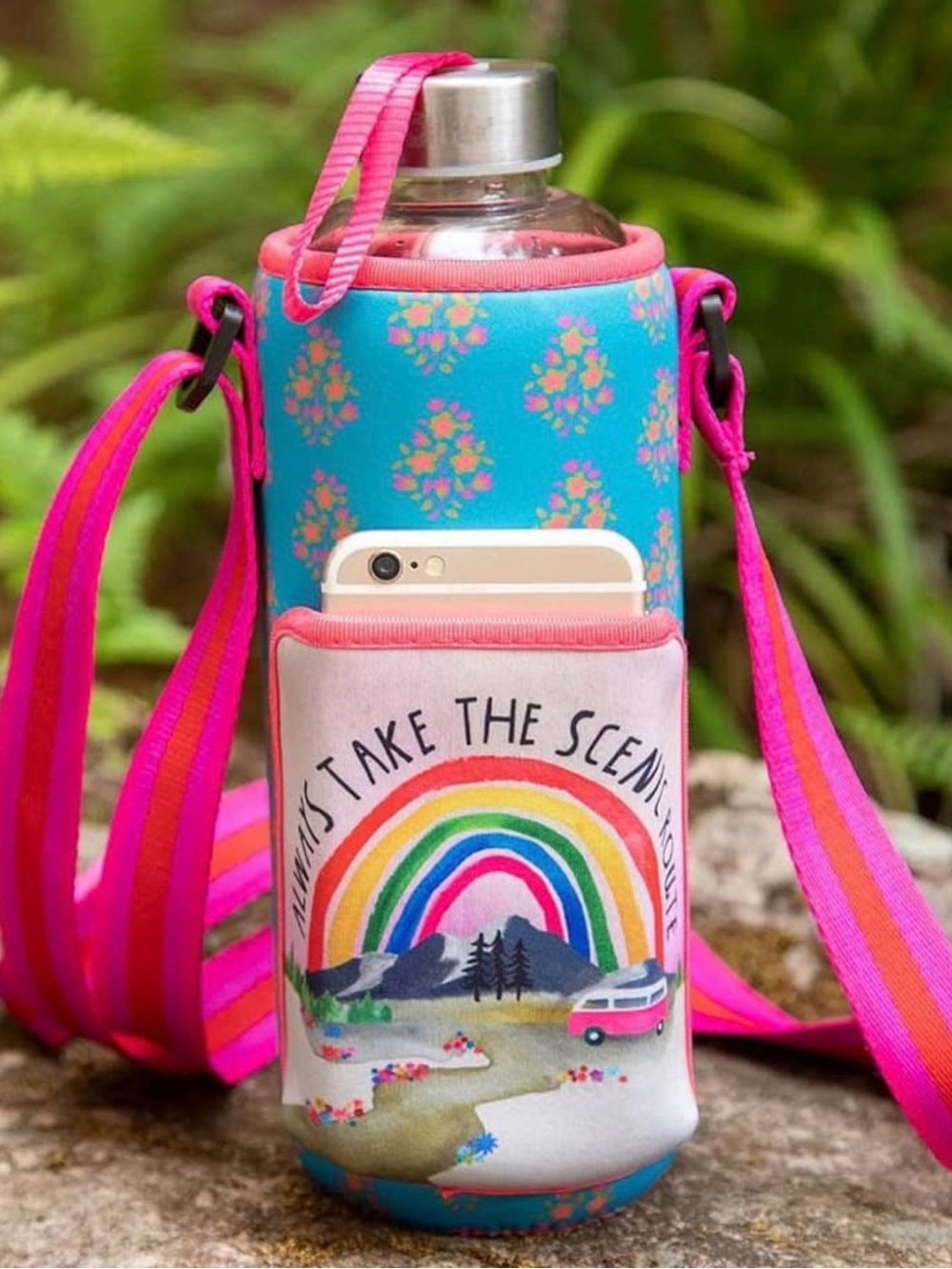 natural life Rainbow Bottle & Phone Carrier - Pink/Blue